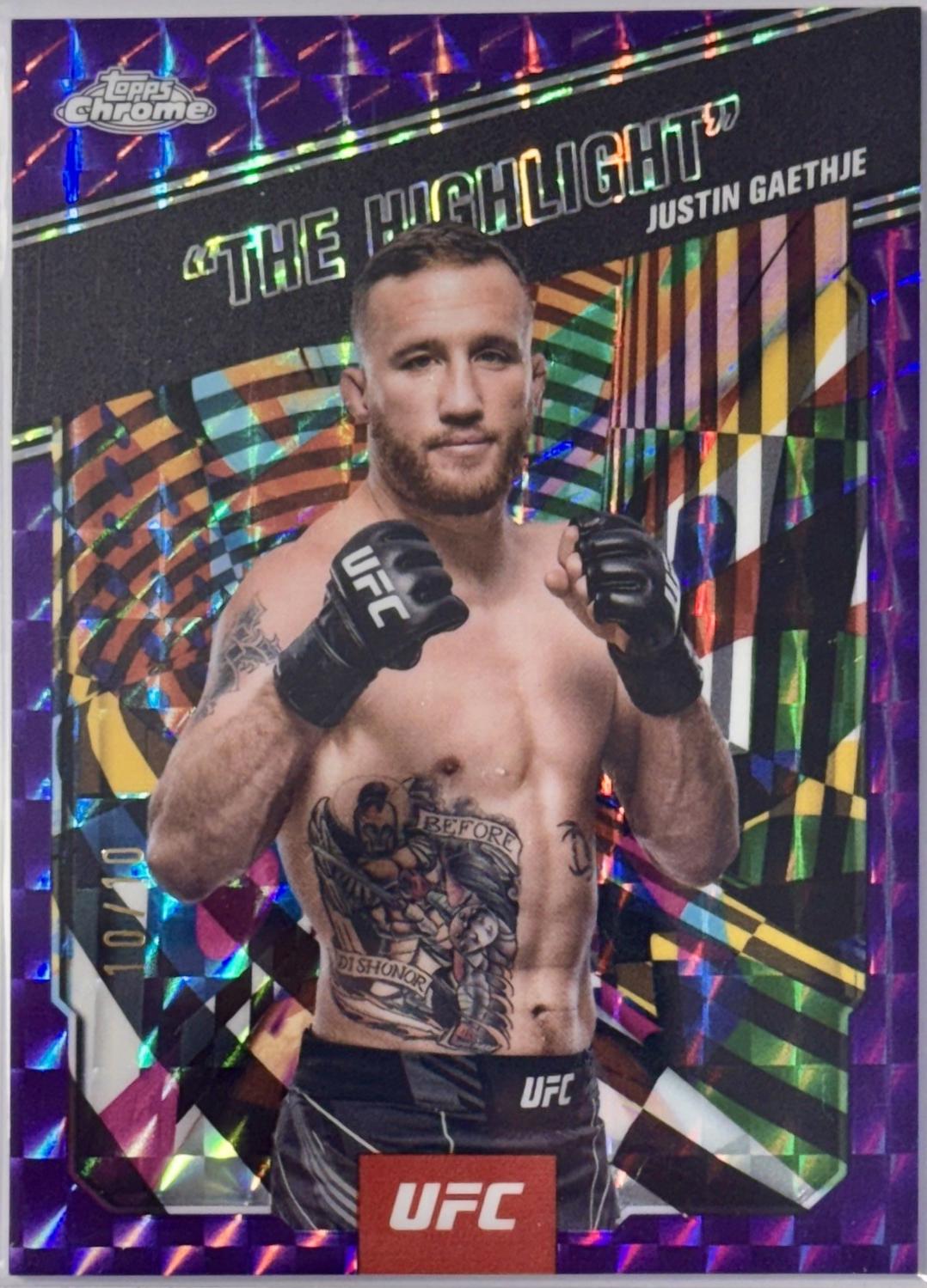 Justin Gaethje 2025 Topps Chrome UFC AKA #AKA-3 Geometric Purple Refractor