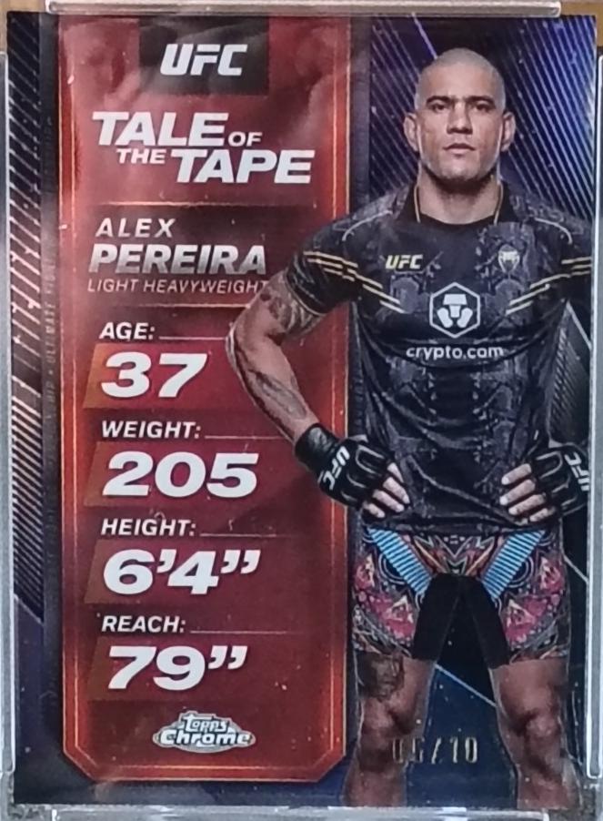 Alex Pereira 2025 Topps Chrome UFC Tale of the Tape #TTT-9 Black Refractor