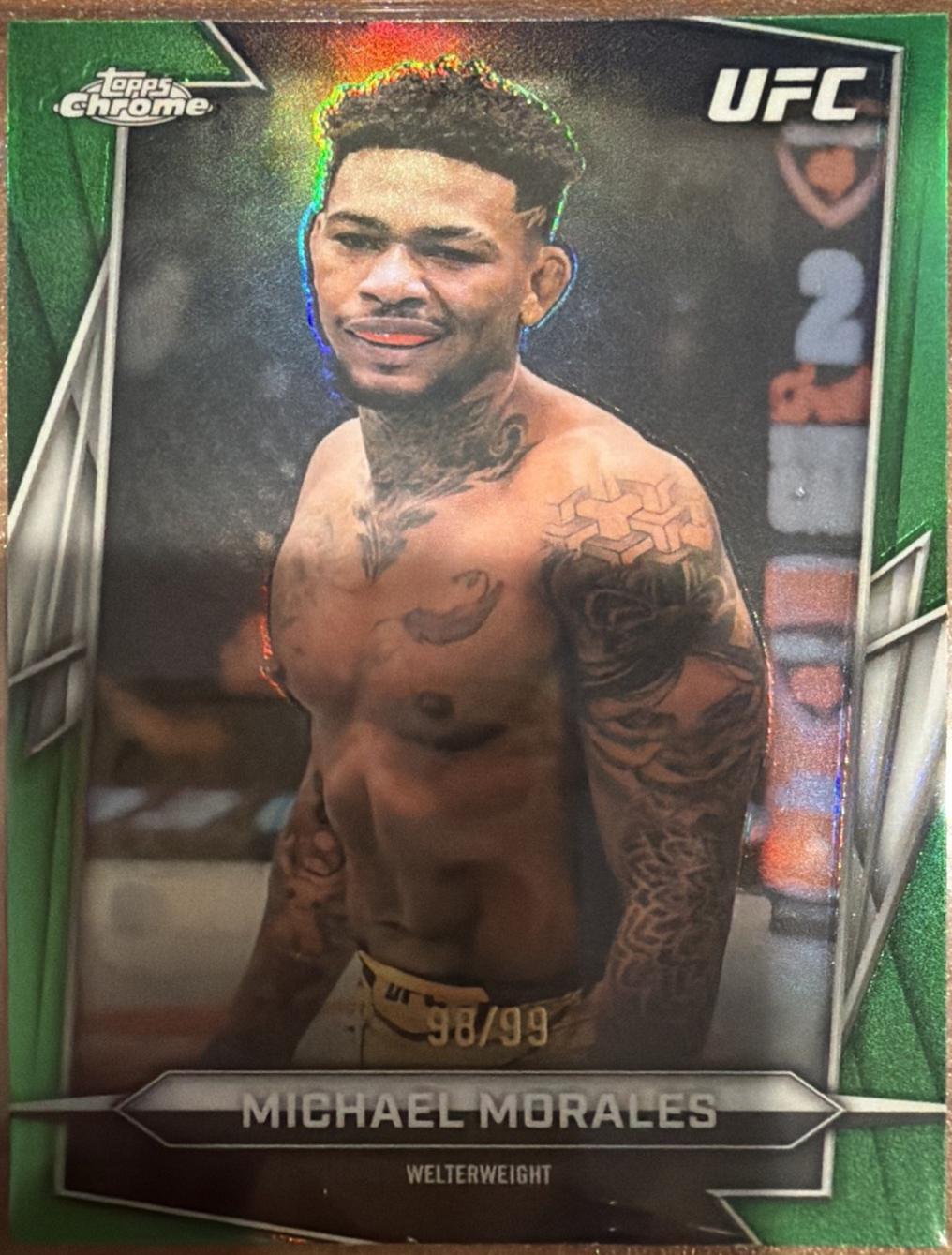 Michael Morales 2026 Topps Chrome UFC Base #67 Green Refractor
