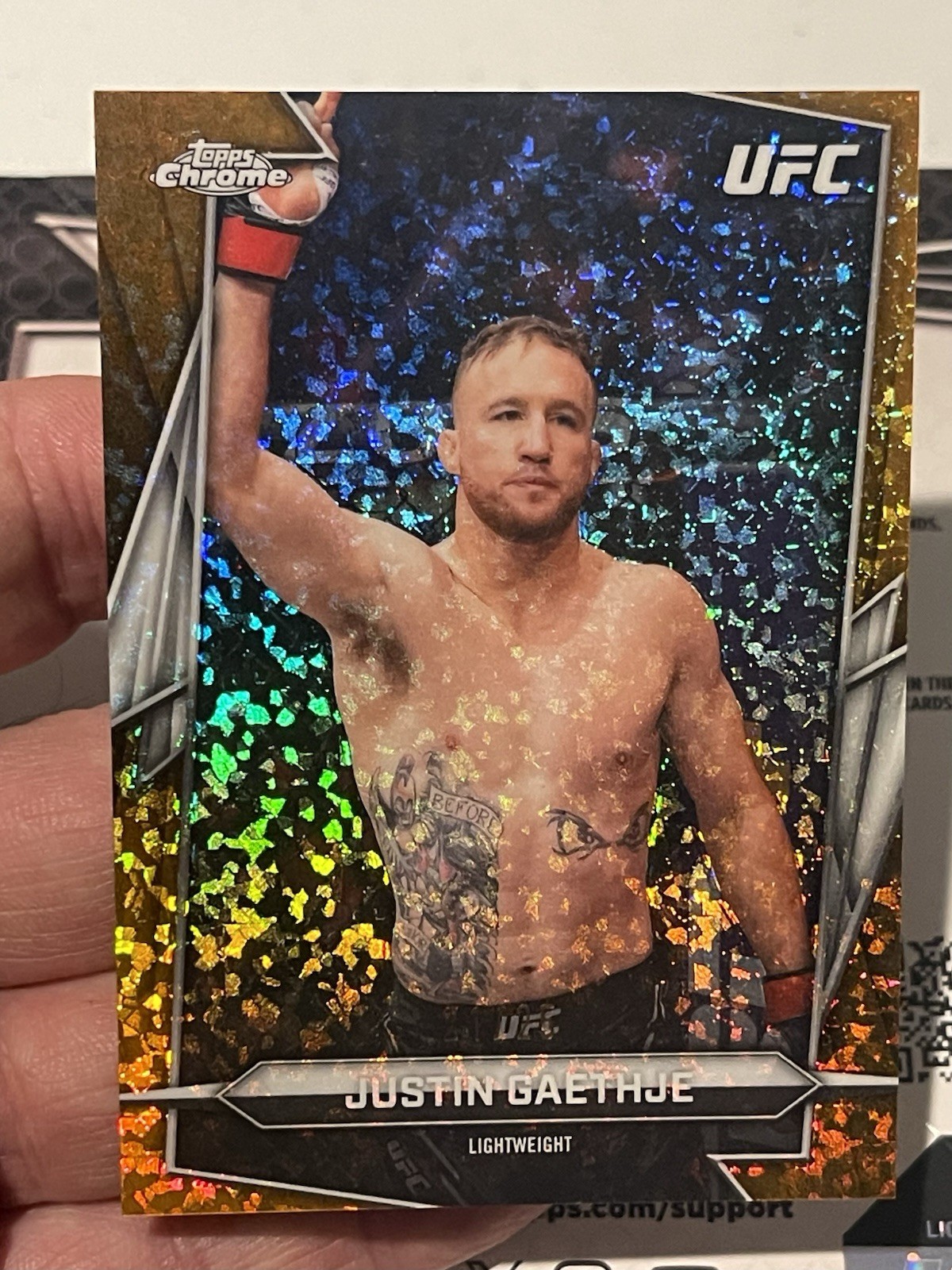 Justin Gaethje 2026 Topps Chrome UFC Base #39 Orange Mini Diamonds Refractor