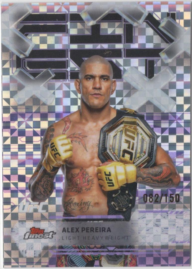 Alex Pereira 2025 Topps Finest UFC Base Common #80 Purple Checkerboard Refractor