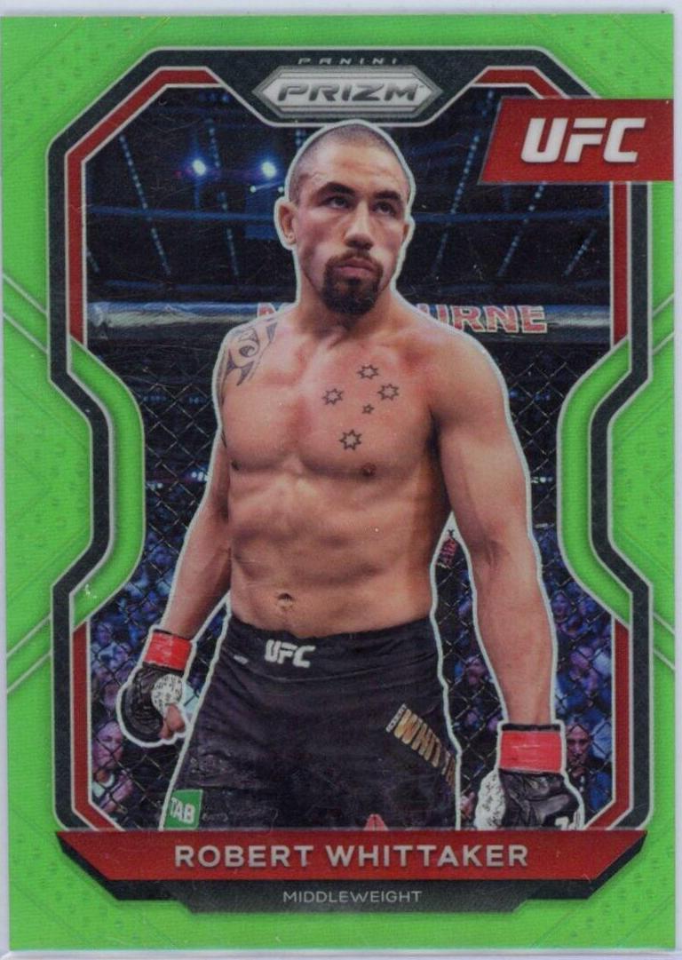 Robert Whittaker 2021 Panini Prizm UFC Base #11 Neon Green