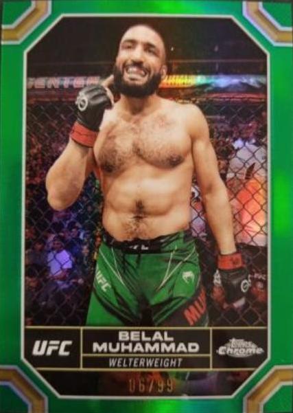 Belal Muhammad 2024 Topps Chrome UFC Base #24 Green Refractor
