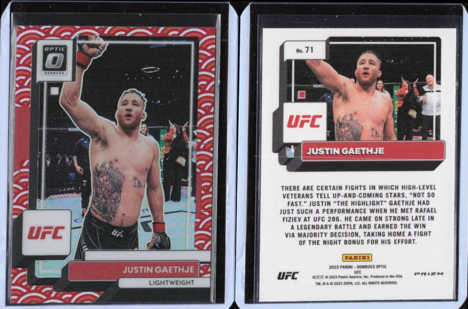 Justin Gaethje 2023 Panini Donruss Optic UFC Base #71 Photon