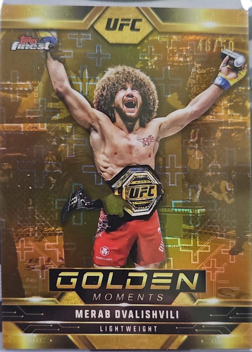 Merab Dvalishvili 2025 Topps Finest UFC Golden Moments #GM-8 Gold Refractor