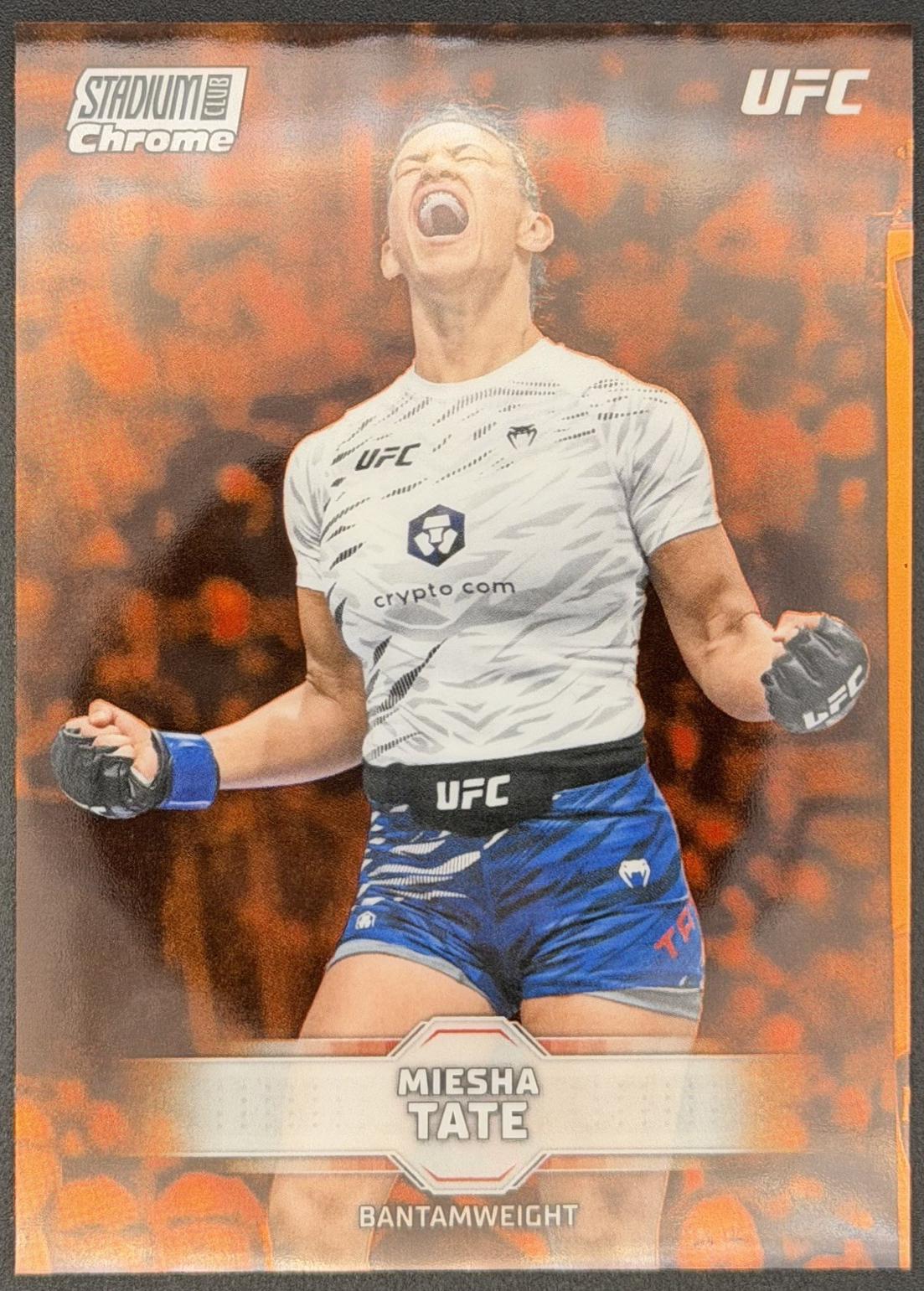 Miesha Tate 2026 Topps Stadium Club UFC Chrome Base #CB-117 Orange Refractor