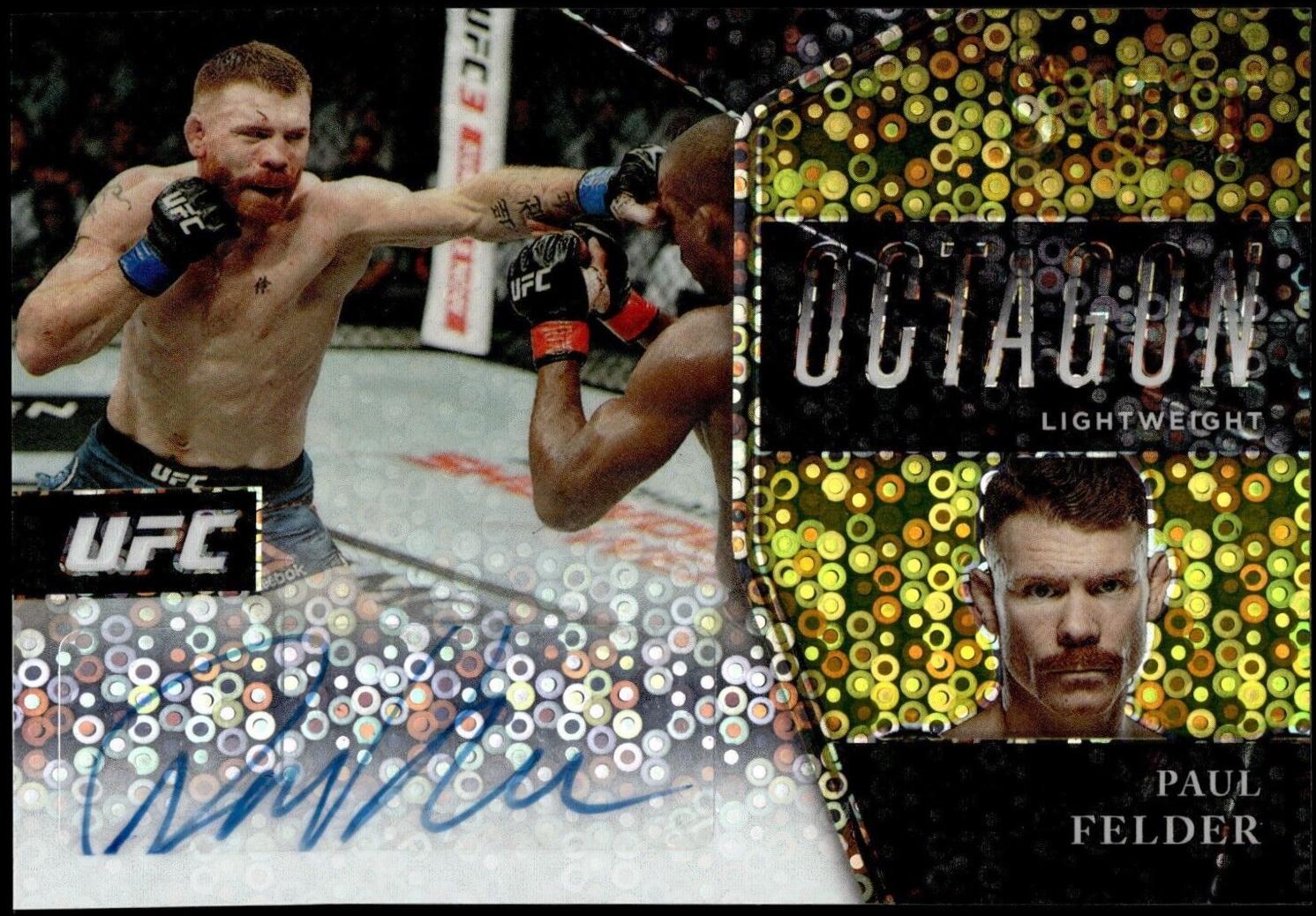 Paul Felder 2021 Panini Select UFC Octagon Action Signatures #2 Gold Disco Prizms
