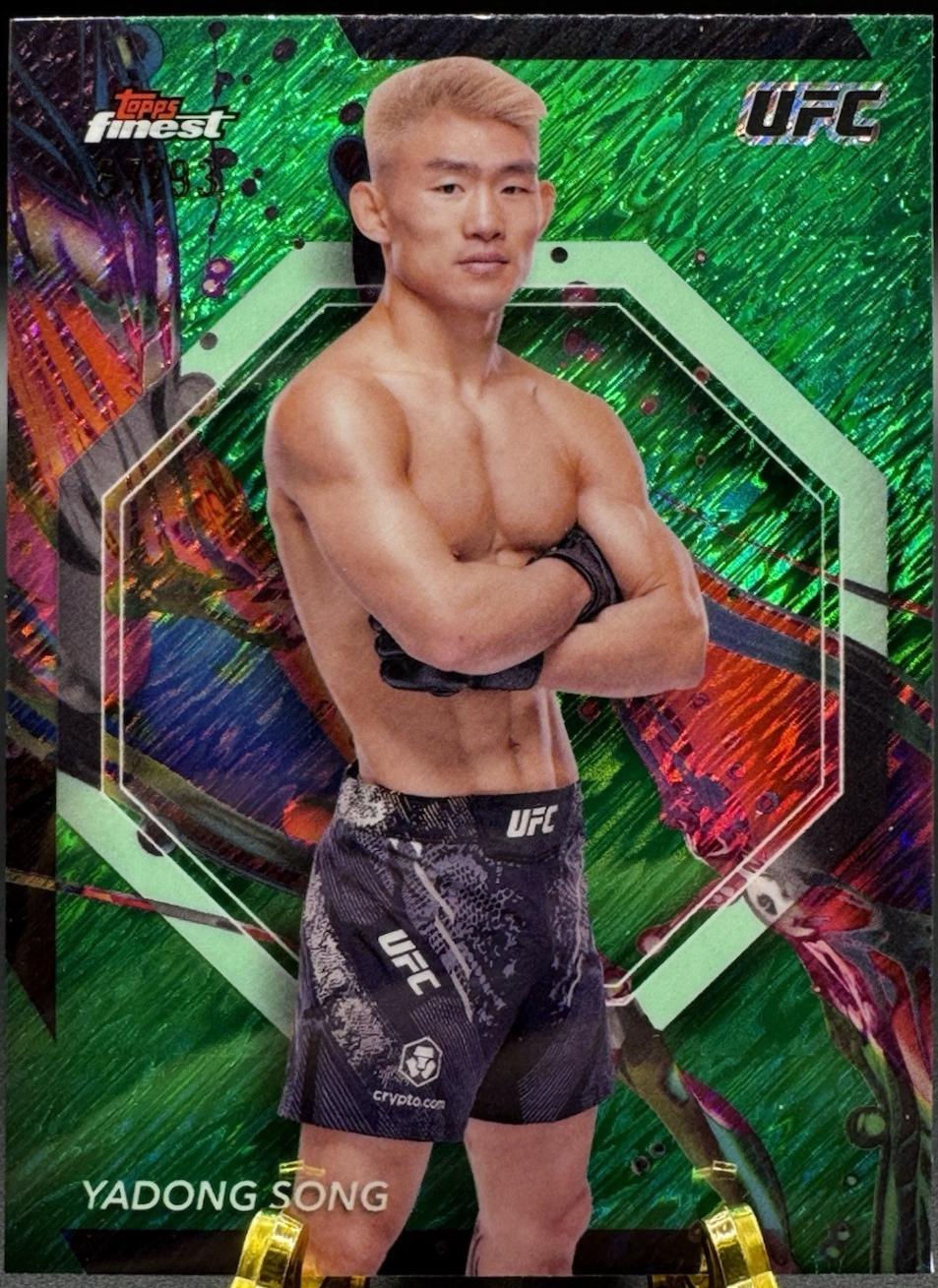 Song Yadong 2024 Topps Finest UFC Base Common #54 Green Shimmer Refractor