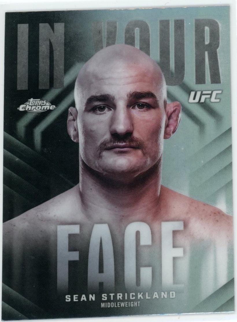 Sean Strickland 2026 Topps Chrome UFC In Your Face #IYF-9 Black Refractor