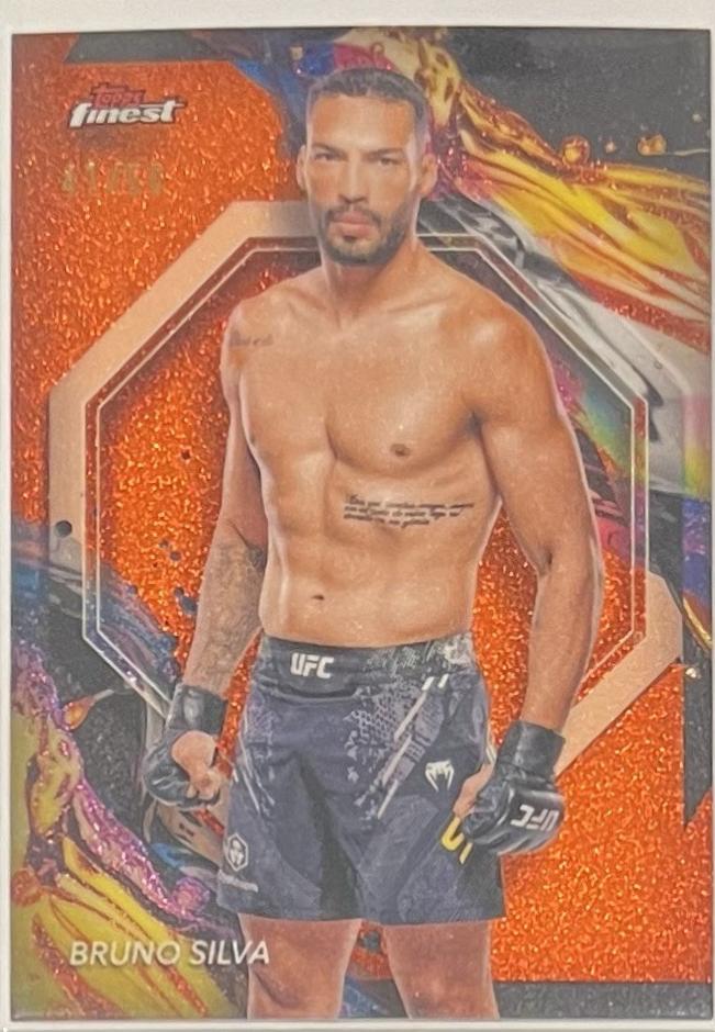 Bruno Silva 2024 Topps Finest UFC Base Uncommon #157 Tangerine Glitter Refractor