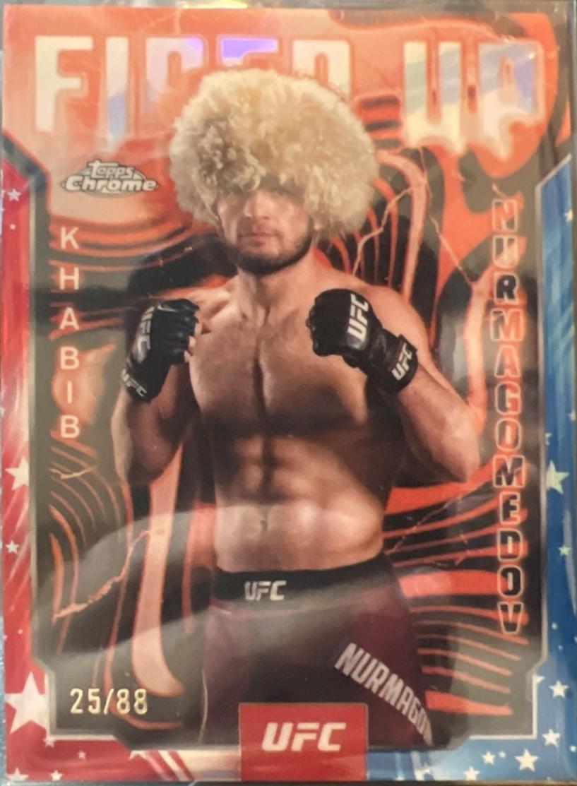 Khabib Nurmagomedov 2025 Topps Chrome UFC Fired Up #FUP-1 Red White Blue Refractor
