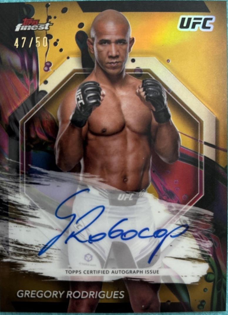 Gregory Rodrigues 2024 Topps Finest UFC Finest Autographs #FA-GRS Gold Refractor