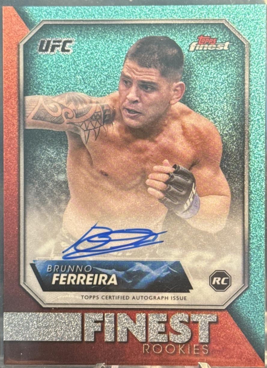 Brunno Ferreira 2024 Topps Finest UFC Rookie Finest Autographs #RFA-BF Gold Shimmer Refractor