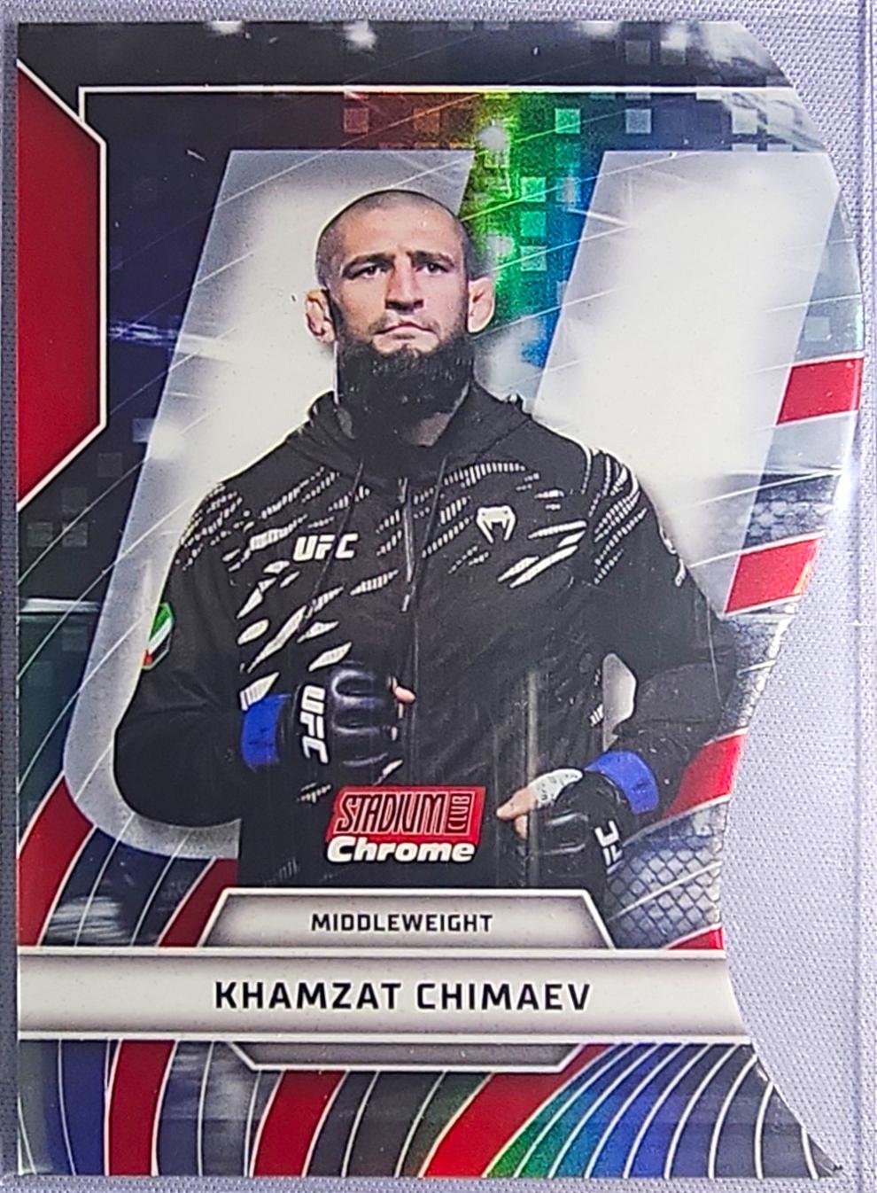 Khamzat Chimaev 2026 Topps Stadium Club UFC Triumvirates #TV-4 Red Refractor