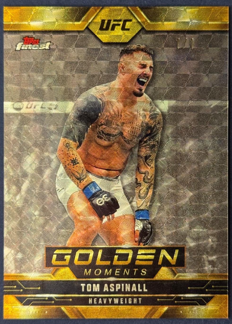Tom Aspinall 2025 Topps Finest UFC Golden Moments #GM-3 Superfractor