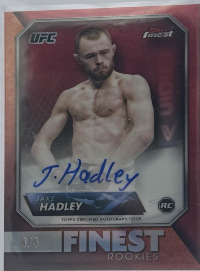 Jake Hadley 2024 Topps Finest UFC Rookie Finest Autographs #RFA-JH Red Black Vapor Refractor