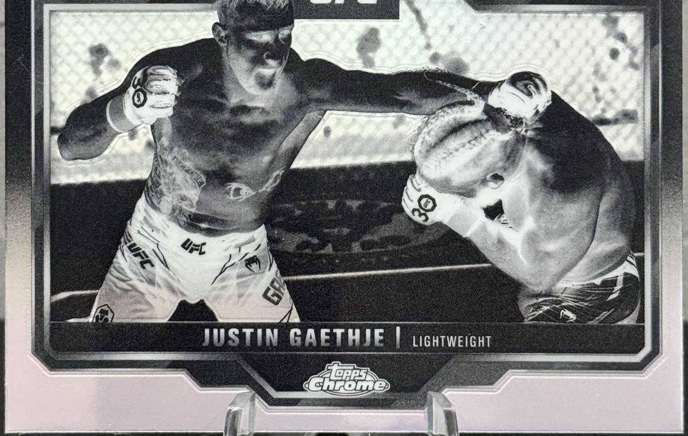 Justin Gaethje 2025 Topps Chrome UFC Base #138 Negative Refractor