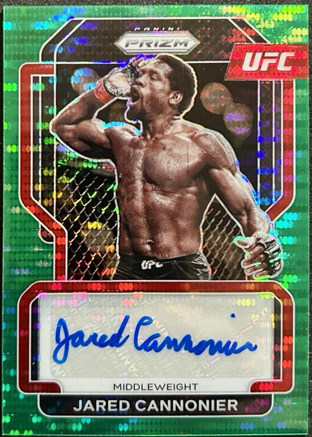 Jared Cannonier 2022 Panini Prizm UFC Signatures #46 Green Pulsar