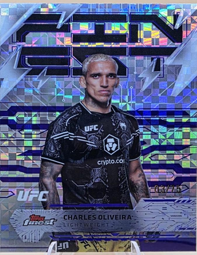 Charles Oliveira 2025 Topps Finest UFC Base Rare #291 Purple Checkerboard Refractor
