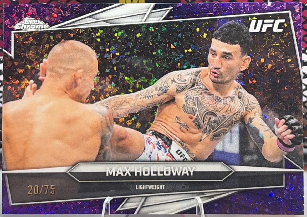 Max Holloway 2026 Topps Chrome UFC Base #100 Purple Mini Diamonds Refractor