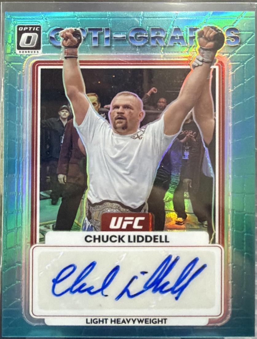 Chuck Liddell 2023 Panini Donruss Optic UFC Opti-Graphs #8 Teal Autograph