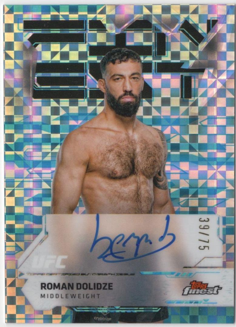 Roman Dolidze 2025 Topps Finest UFC Finest Autographs #FA-RD Blue Checkerboard Refractor