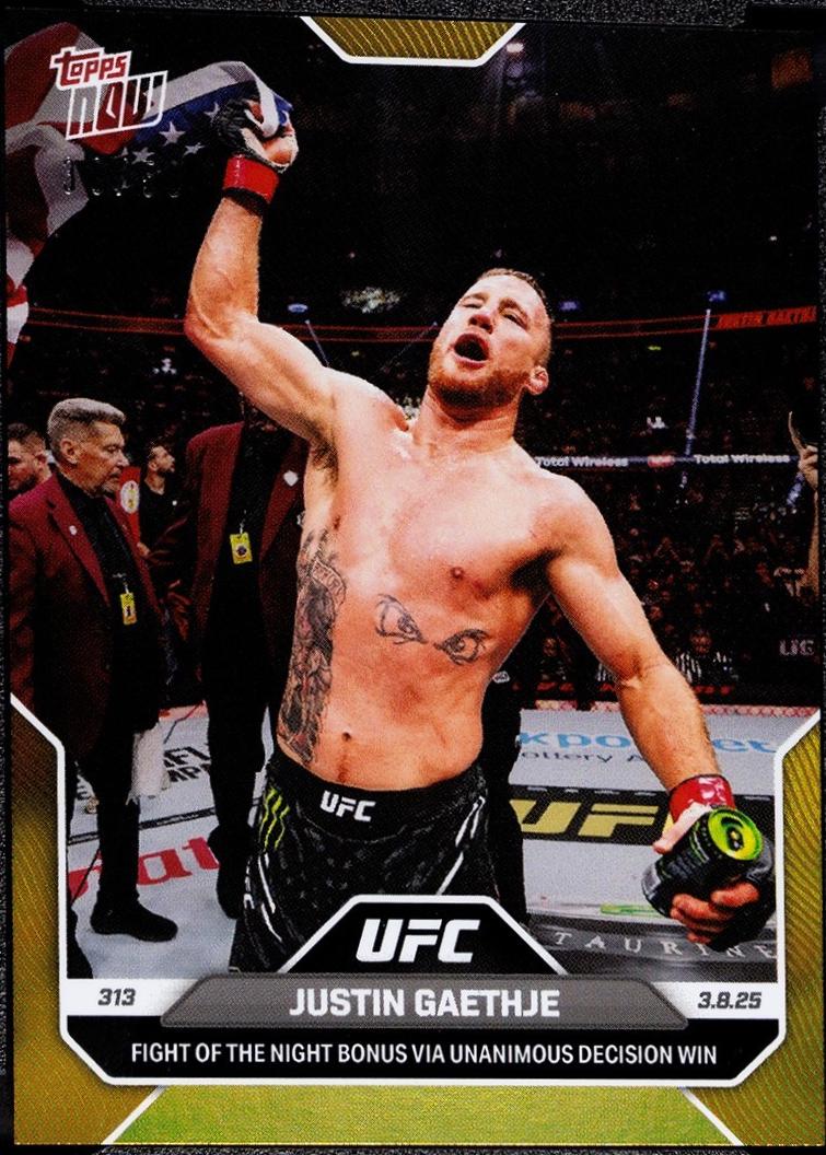 Justin Gaethje Topps Now UFC Base #9 Gold Foil