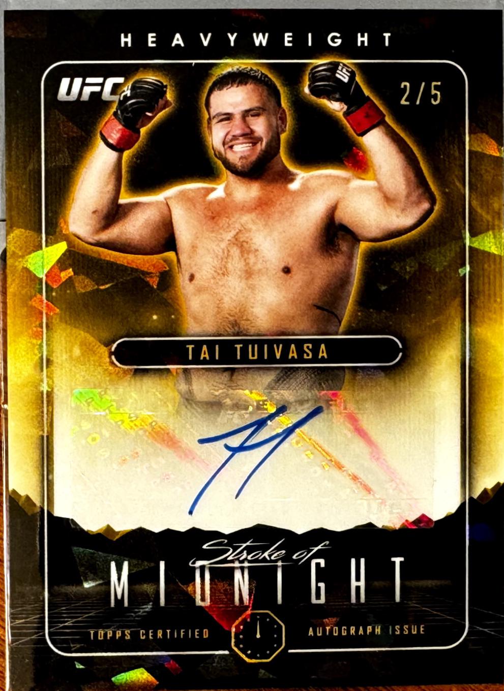 Tai Tuivasa 2024 Topps Midnight UFC Stroke of Midnight Autographs #SMA-TTA Daybreak
