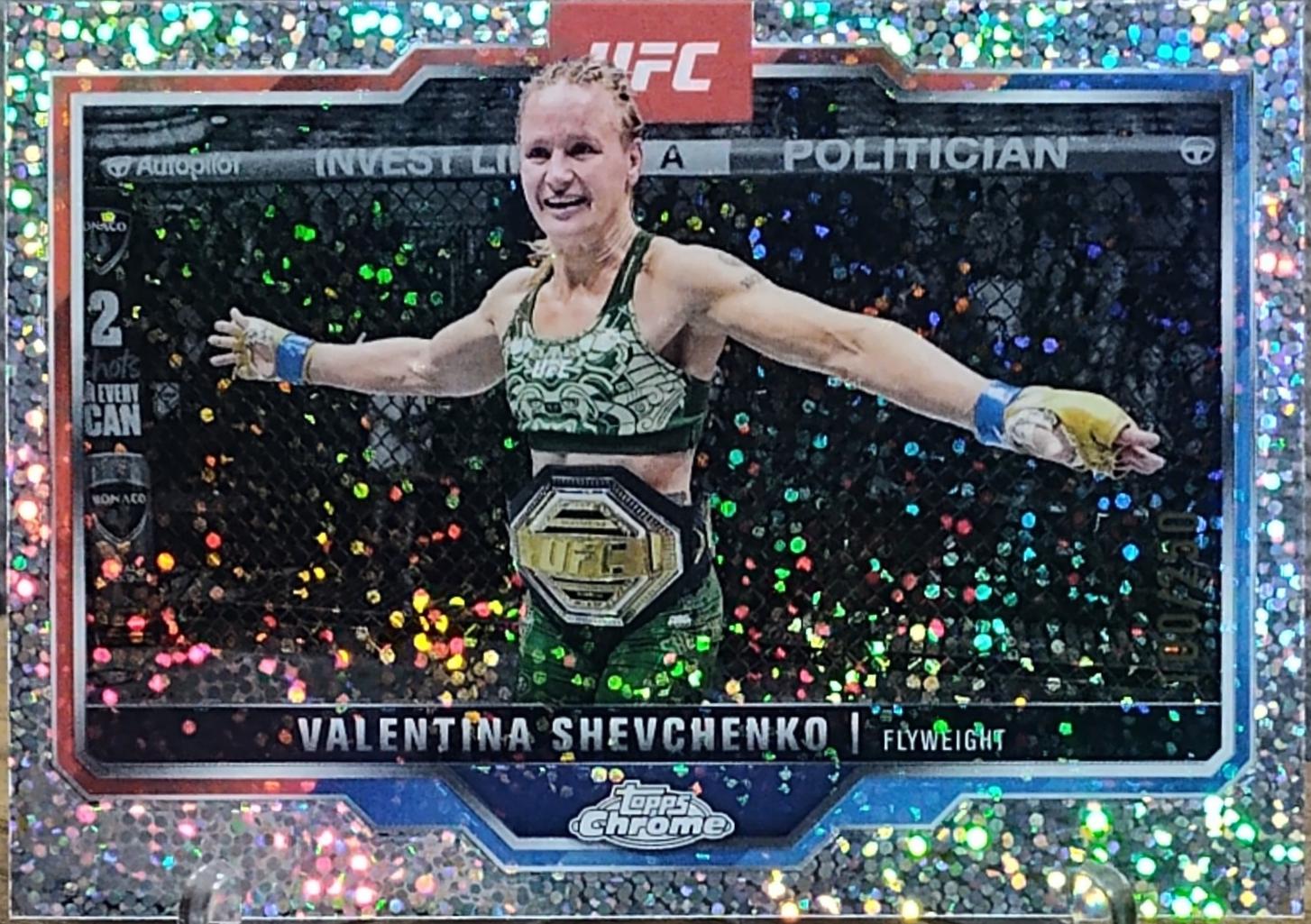 Valentina Shevchenko 2025 Topps Chrome UFC Base #166 Speckle Refractor