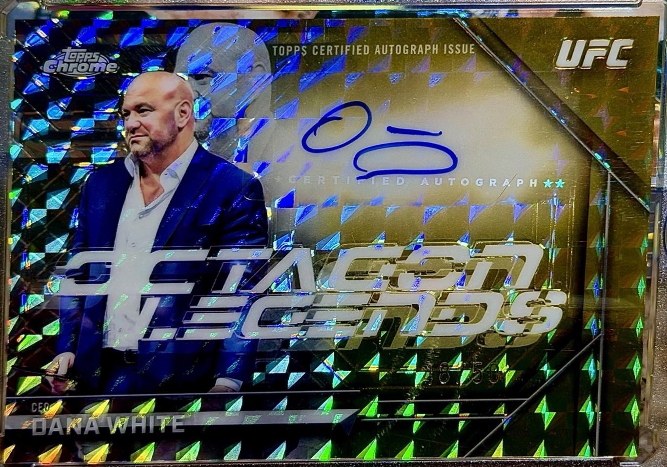 Dana White 2026 Topps Chrome UFC Octagon Legends Autographs #OLA-DW Gold Geometric Refractor