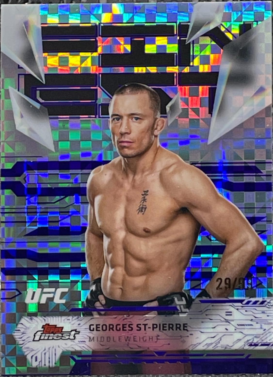 Georges St-Pierre 2025 Topps Finest UFC Base Uncommon #185 Purple Checkerboard Refractor