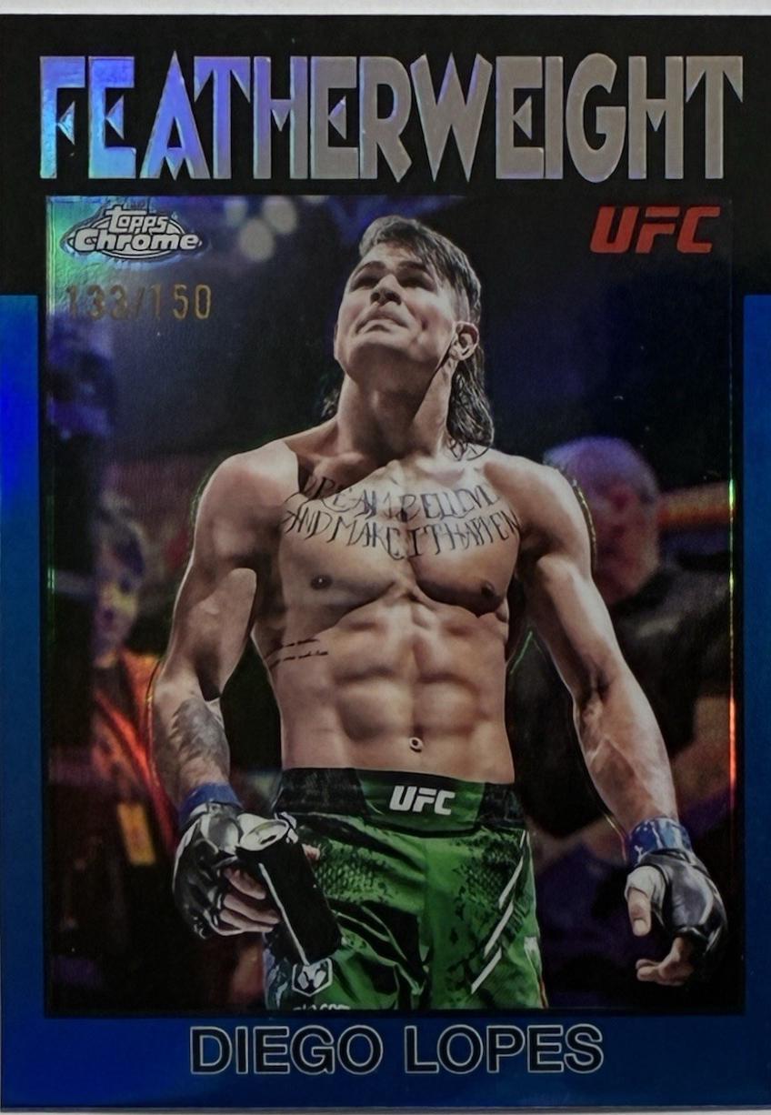 Diego Lopes 2026 Topps Chrome UFC 1986 Topps #86-15 Blue Refractor