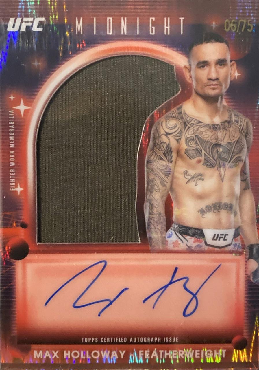 Max Holloway 2025 Topps Midnight UFC Relic Autographs #VRA-MH Dusk