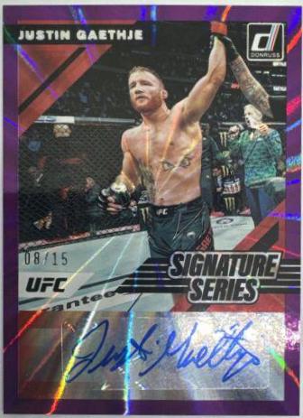 Justin Gaethje 2022 Panini Donruss UFC Signature Series #63 Purple Laser
