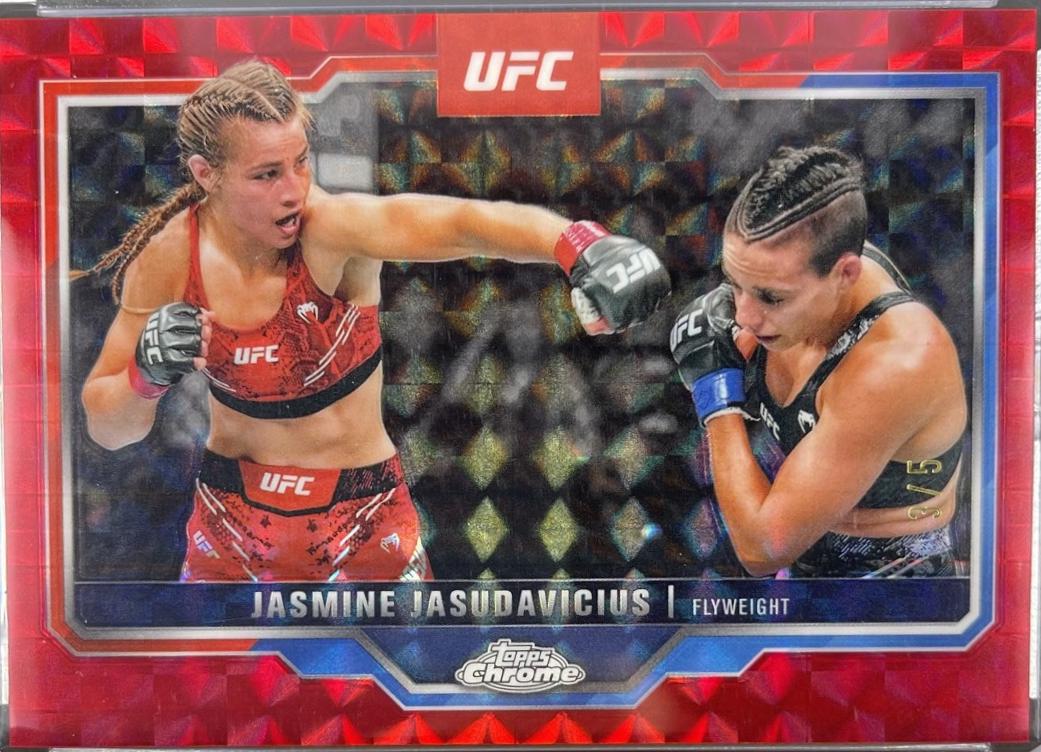 Jasmine Jasudavicius 2025 Topps Chrome UFC Base #93 Red Geometric Refractor