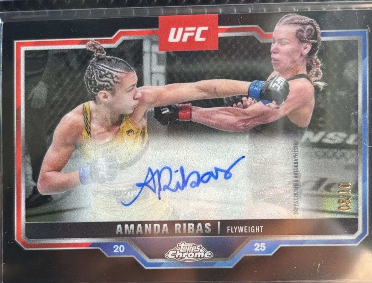 Amanda Ribas 2025 Topps Chrome UFC Chrome Veteran Autographs #CVA-AR Superfractor