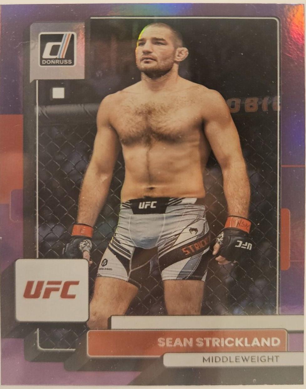 Sean Strickland 2023 Panini Donruss UFC Base #69 Purple Flood