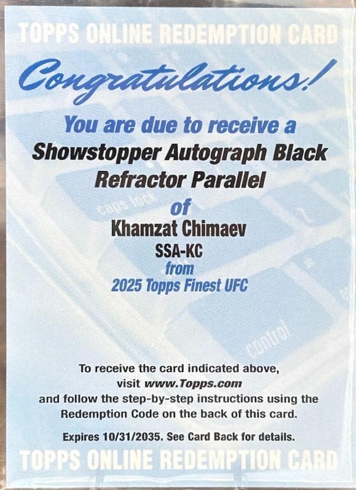 Khamzat Chimaev 2025 Topps Finest UFC Showstopper Autographs #SSA-KC Black Refractor