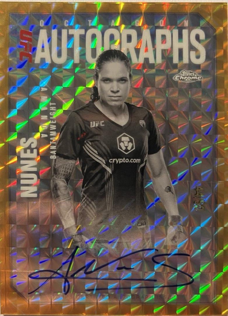 Amanda Nunes 2025 Topps Chrome UFC Octagon Legends Autographs #OLA-AN Gold Refractor