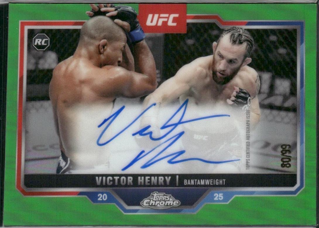 Victor Henry 2025 Topps Chrome UFC Chrome Rookie Autographs #CRA-VH Green Refractor