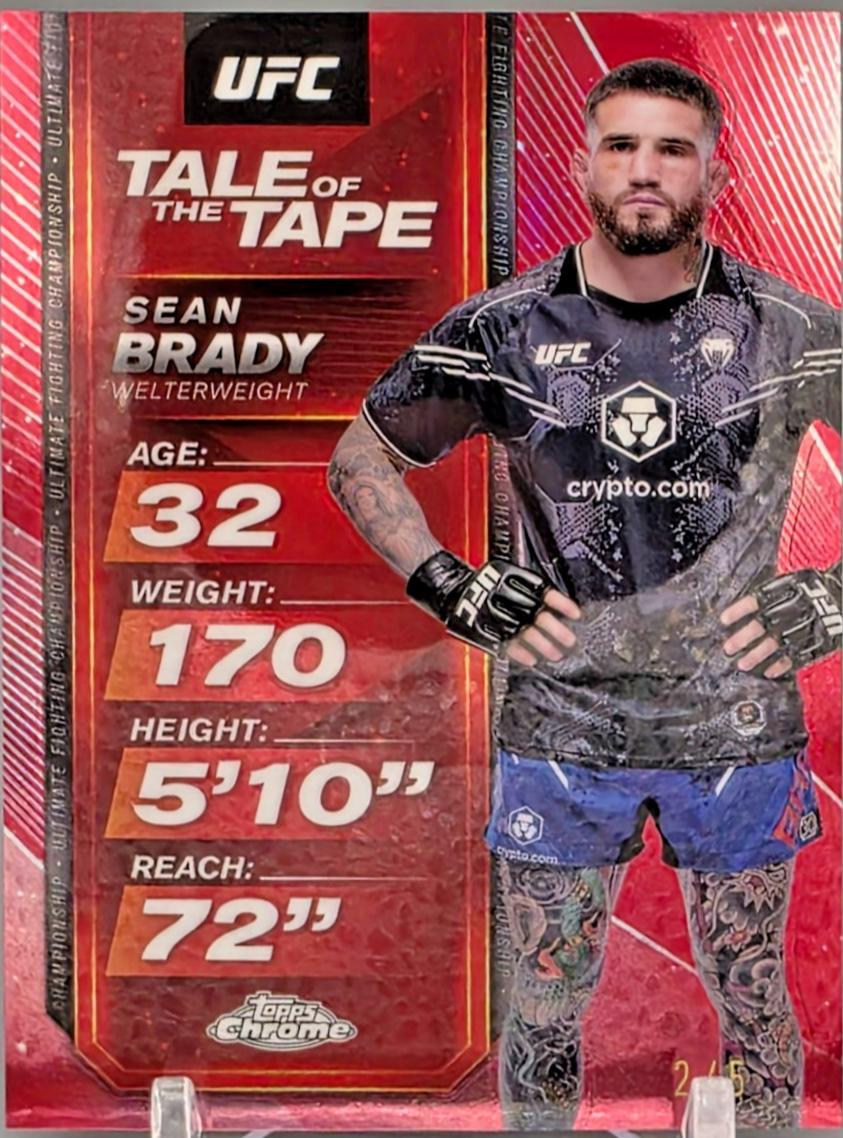 Sean Brady 2025 Topps Chrome UFC Tale of the Tape #TTT-18 Red Refractor