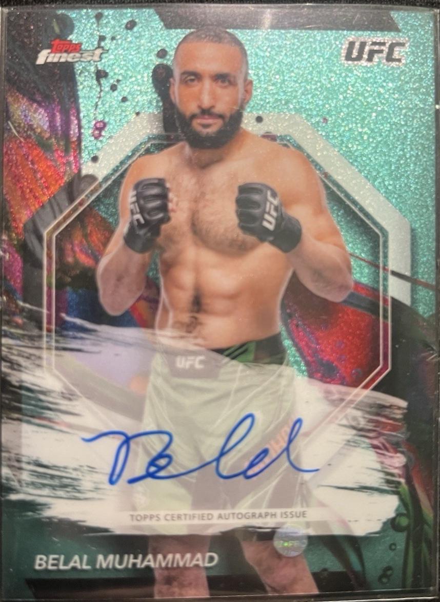 Belal Muhammad 2024 Topps Finest UFC Finest Autographs #FA-BMD Aqua Glitter Refractor