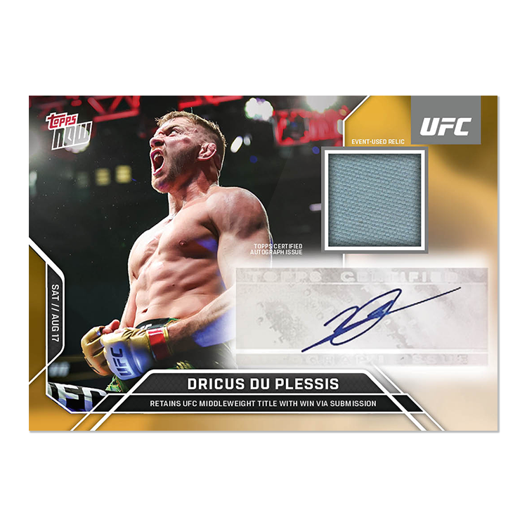 Dricus Du Plessis Topps Now UFC Sticker Autograph Relics #18 Gold