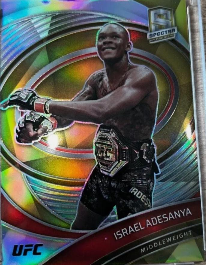 Israel Adesanya 2021 Panini Chronicles UFC Base Spectra #299 Gold