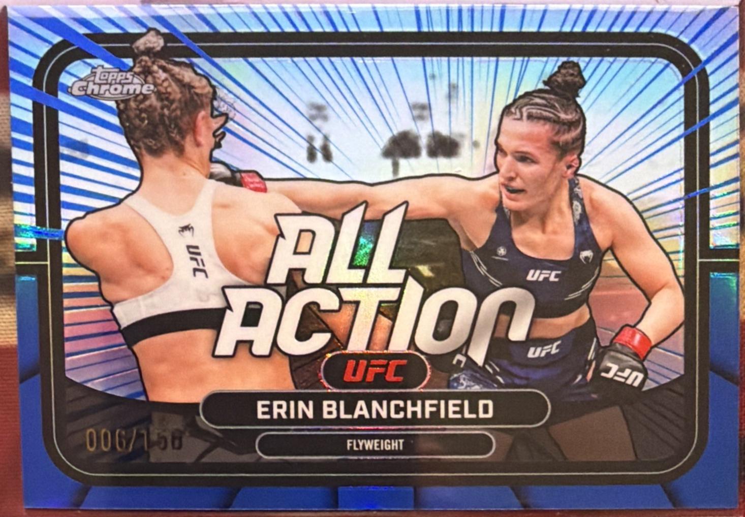 Erin Blanchfield 2026 Topps Chrome UFC All-Action #AA-25 Blue Refractor