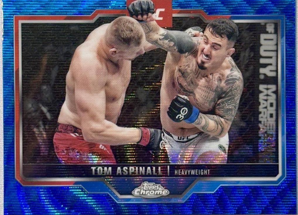 Tom Aspinall 2025 Topps Chrome UFC Base #146 Blue Wave Refractor