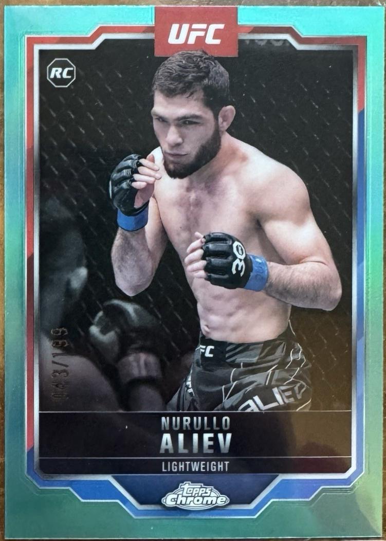 Nurullo Aliev 2025 Topps Chrome UFC Base #105 Aqua Refractor
