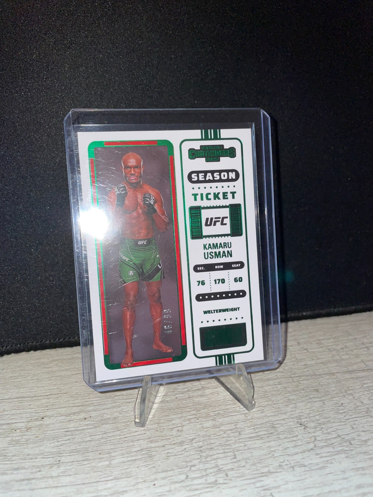 Kamaru Usman 2023 Panini Chronicles UFC Base Contenders Season Ticket #101 Green