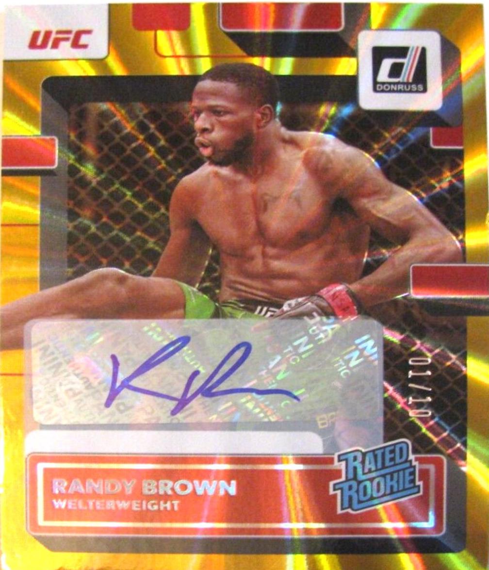 Randy Brown 2023 Panini Donruss UFC Rated Rookies Signatures #214 Gold Laser