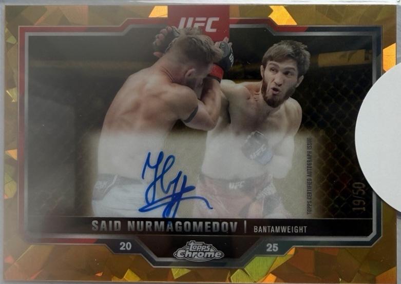 Said Nurmagomedov 2025 Topps Chrome UFC Chrome Veteran Autographs #CVA-SN Gold Refractor